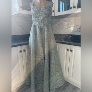 Formal evening gown in sage green. Made in Turkey. Never been worn before.